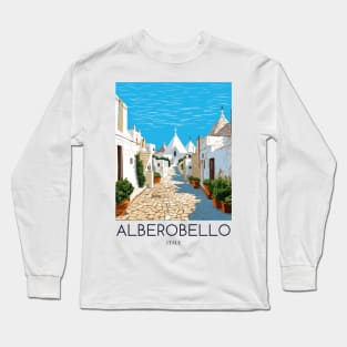 A Pop Art Travel Print of Alberobello - Italy Long Sleeve T-Shirt